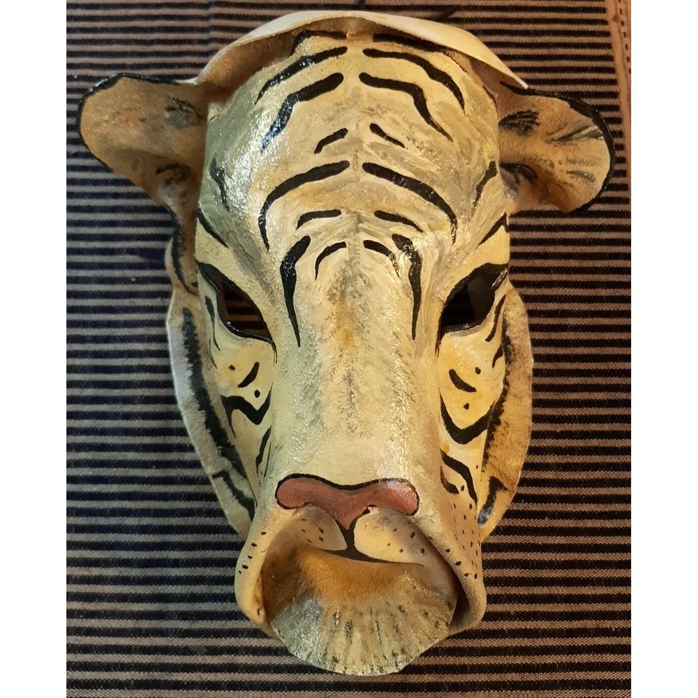 Vintage Hand Made in Maine USA 1999 Mask Leather Animal Masquerade Halloween